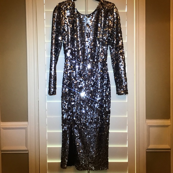 Dress the Population Natalie Silver & Black Dress - Picture 2 of 6